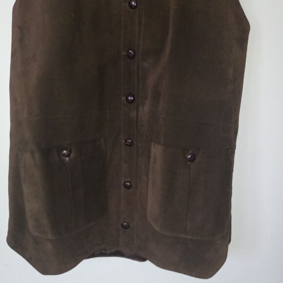 Gabbys 100% Brown Suede Leather Vest-Large-Lined-Pockets-Western-Boho-Rodeo - Picture 3 of 9